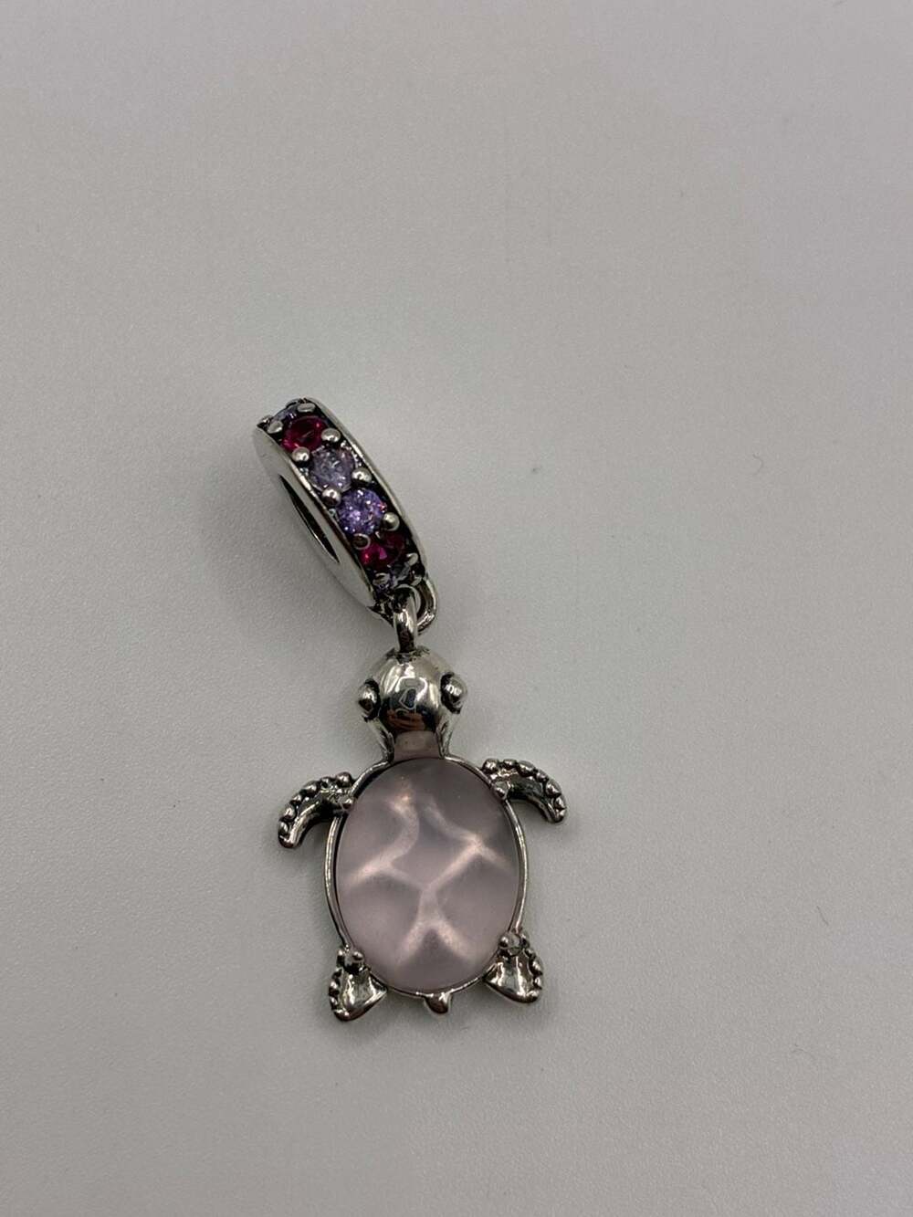 Pandora Pink Sea Turtle Murano Glass Sterling Silver Dangle Charm